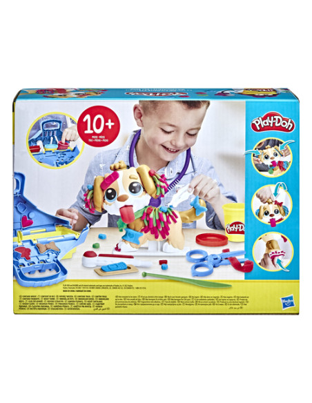 Play-Doh Set da Veterinario, playset con cane giocattolo per bambini dai 3 anni in su, include 10 strumenti e 5 colori di pasta 