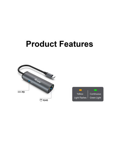 Equip Adattatore da USB-C a RJ45 per rete Gigabit + 100W USB PD