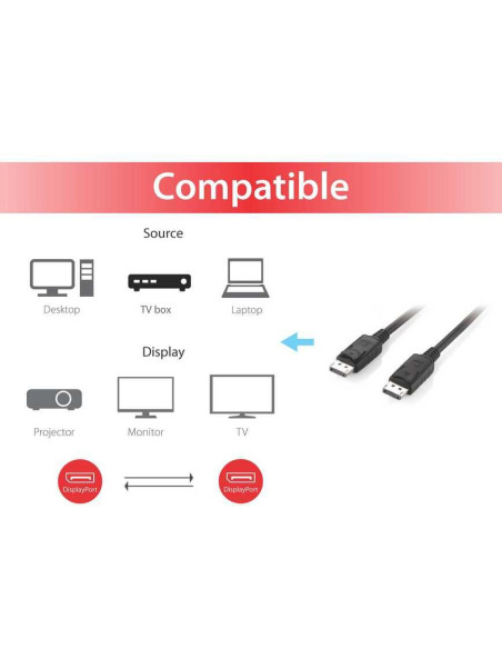 Equip 119331 Cavo DisplayPort 1.2, 1,0 m, 4K/60Hz