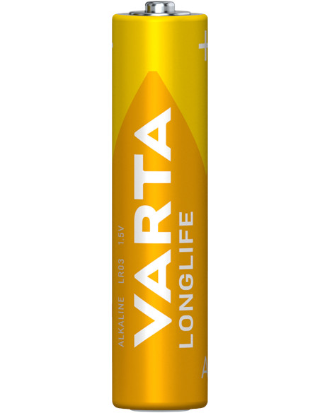 Varta Longlife, Batteria Alcalina, AAA, Micro, LR03, 1.5V, Blister da 4, Made in Germany