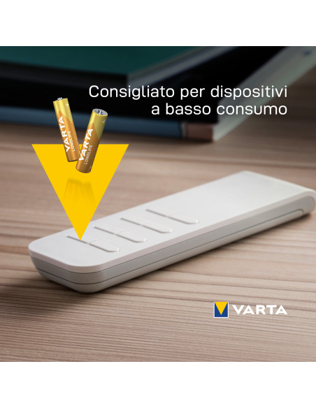 Varta Longlife, Batteria Alcalina, AAA, Micro, LR03, 1.5V, Blister da 4, Made in Germany