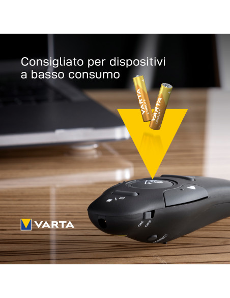 Varta Longlife, Batteria Alcalina, AAA, Micro, LR03, 1.5V, Blister da 4, Made in Germany