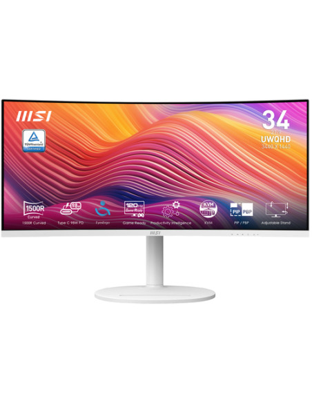 MSI Modern MD342CQPW Monitor PC 86,4 cm (34") 3440 x 1440 Pixel UltraWide Quad HD Bianco