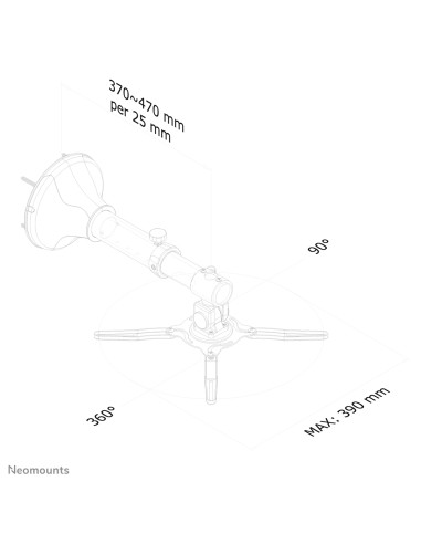 Neomounts BEAMER-W050BLACK Supporto a parete beamer - prof. 37-47 cm - mobilità completa