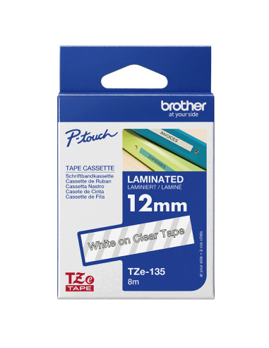 Brother TZE-135 nastro per etichettatrice Bianco su trasparente
