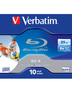 Verbatim BD-R SL 25GB 6x Printable 10 Pack Jewel Case 10 pz