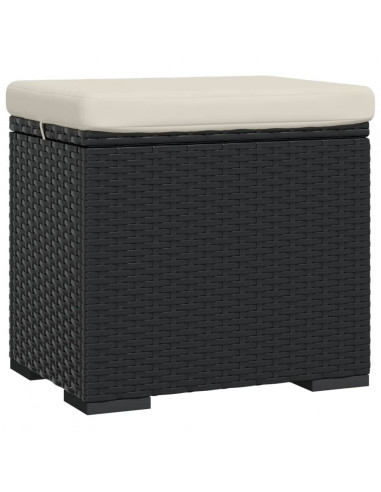 Ottomana con Cuscino Nero 40x30x40 cm in Polyrattan