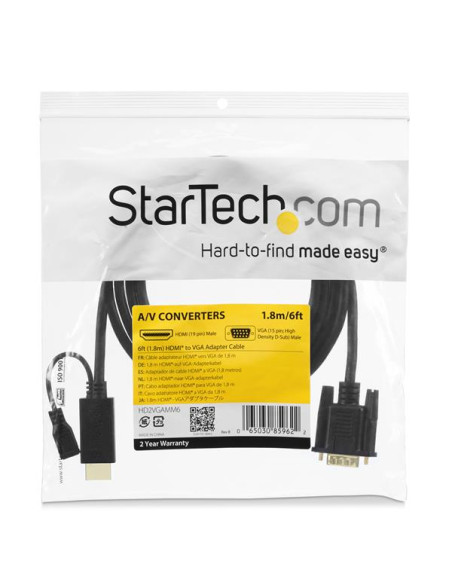 StarTech.com Cavo Convertitore attivo HDMI a VGA - Adattatore HDMI a VGA M/M - 1920x1200 / 1080p da 1,8m