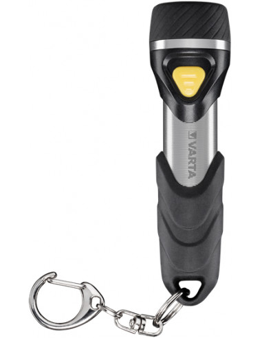 Varta Day Light Key Chain LED Flashlight (incl. anello portachiavi e 1x batteria AAA Longlife Power, antiurto) argento/nero per 