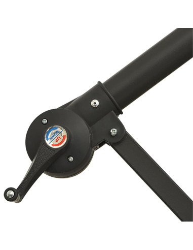 Ombrellone a Sbalzo con LED e Palo in Acciaio 300 cm Nero