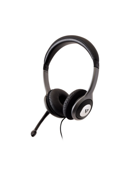 V7 HU521-2EP cuffia e auricolare Cablato A Padiglione Ufficio Nero, Argento