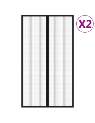 Tende Antimosche 2 pz per Porte con Magneti Nere 200x80 cm