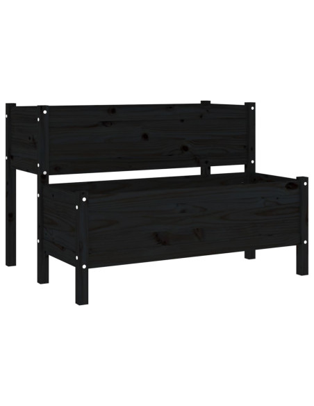 Fioriera Nera 110x84x75 cm in Legno Massello di Pino