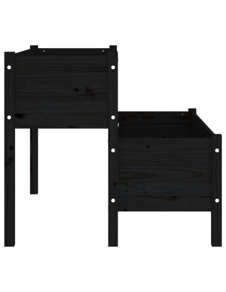 Fioriera Nera 110x84x75 cm in Legno Massello di Pino