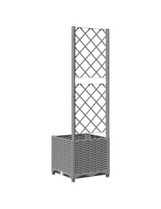 Fioriera da Giardino con Graticcio Grigio Chiaro 40x40x136cm PP