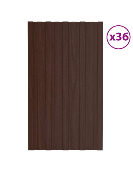 Pannelli da Tetto 36 pz in Acciaio Zincato Marrone 80x45 cm
