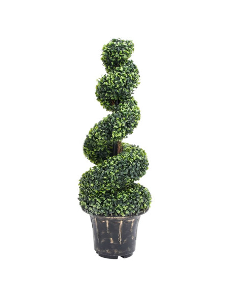 Pianta di Bosso Artificiale a Spirale con Vaso Verde 100 cm