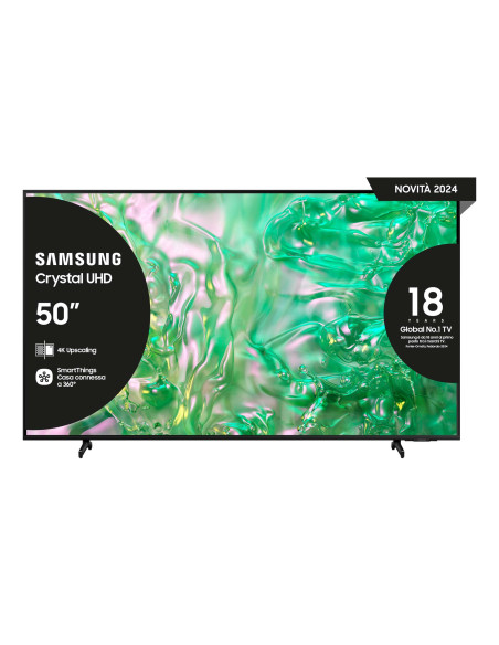 Samsung TV Crystal UHD 4K 50” UE50DU8070UXZT Smart TV Wi-Fi Black 2024, Processore Crystal 4K, 4K Upscaling, AirSlim Design, O