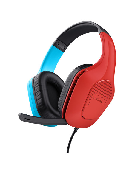 Trust GXT 416S Zirox Auricolare Cablato A Padiglione Gaming Nero, Ciano, Rosso