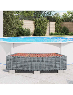 Scalino per Spa Grigio in Polyrattan 92x45x25 cm 2