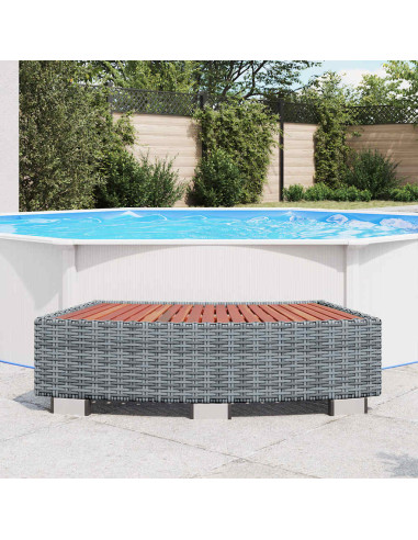 Scalino per Spa Grigio in Polyrattan 92x45x25 cm