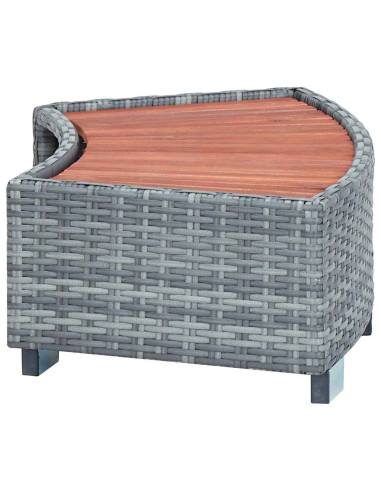 Scalino per Spa Grigio in Polyrattan 92x45x25 cm