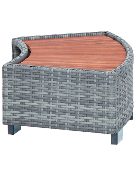 Scalino per Spa Grigio in Polyrattan 92x45x25 cm