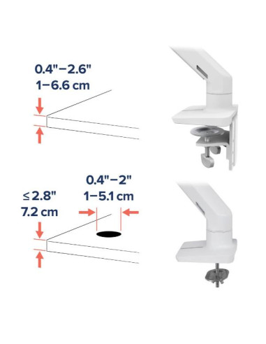 HX DESK ARM WITH HD PIVOT WHITE