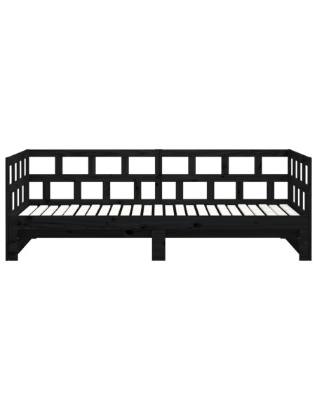 Dormeuse Estraibile Nera in Legno Massello di Pino 2x(90x200)cm