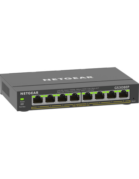 NETGEAR 8-Port Gigabit Ethernet PoE+ Plus Switch (GS308EP) Gestito L2/L3 Gigabit Ethernet (10/100/1000) Supporto Power over Ethe