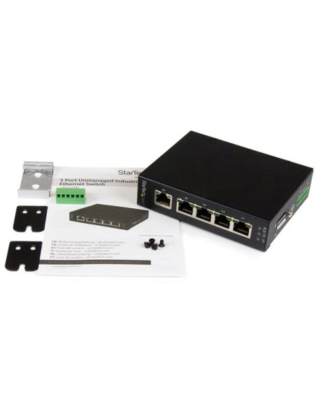 StarTech.com Switch di rete Commutatore Industriale Gigabit Ethernet a 5 porte non gestito - Guide DIN / Montabile a parete