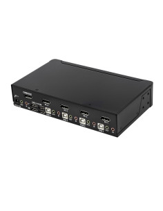 StarTech.com Switch KVM DisplayPort a 4 porte - 4K 60Hz - Schermo singolo - Switch KVM USB UHD DP 1.2 a doppia porta - Hub USB 2 2