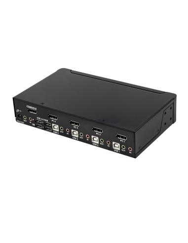 StarTech.com Switch KVM DisplayPort a 4 porte - 4K 60Hz - Schermo singolo - Switch KVM USB UHD DP 1.2 a doppia porta - Hub USB 2