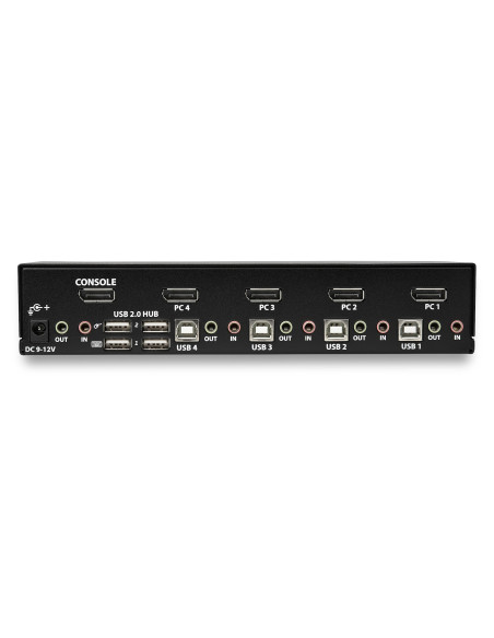 StarTech.com Switch KVM DisplayPort a 4 porte - 4K 60Hz - Schermo singolo - Switch KVM USB UHD DP 1.2 a doppia porta - Hub USB 2