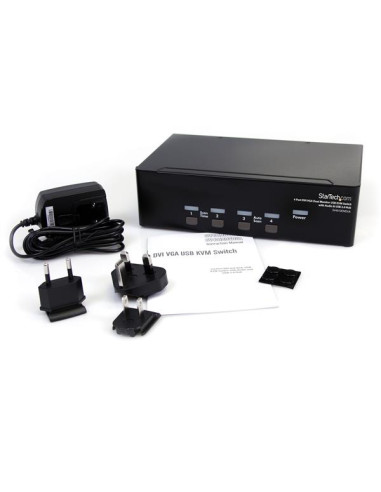StarTech.com Switch KVM doppio monitor VGA DVI 4 porte USB con audio e hub USB 2.0