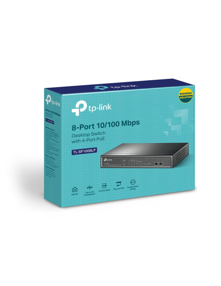 TP-Link TL-SF1008LP switch di rete Non gestito Fast Ethernet (10/100) Supporto Power over Ethernet (PoE) Nero