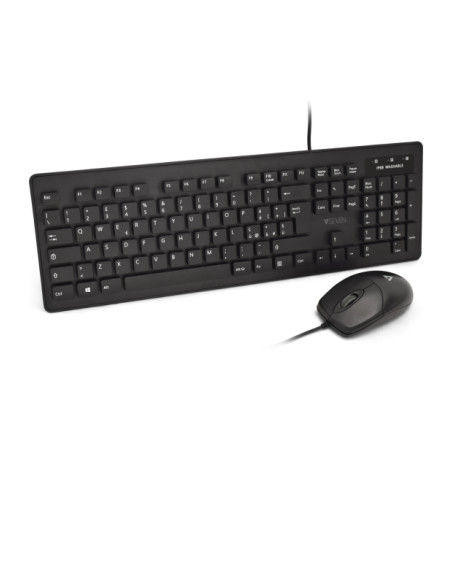 V7 Mouse e tastiera antimicrobici lavabili, USB, sensori ottici, specifica IP68, impermeabili