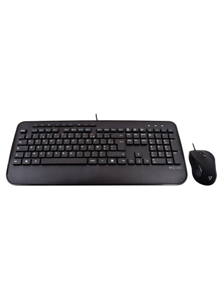 V7 Combinazione di tastiera USB di dimensioni standard con poggiapolsi e mouse ambidestro - FR