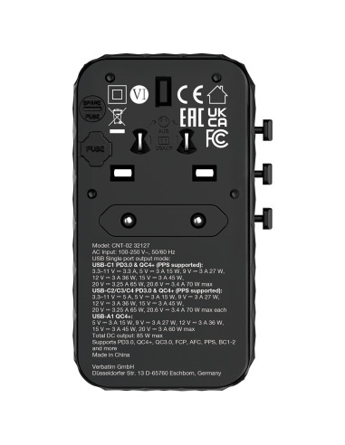 Verbatim CNT-02 Universale Nero AC Ricarica rapida Interno