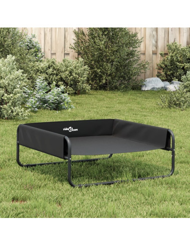 Cuccia per Cani Rialzata in Tela Oxford Antracite e Acciaio