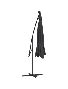 Ombrellone a Sbalzo con Luci LED Nero 350 cm 2