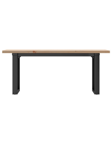 Tavolino Salotto Telaio a O 110x40x45,5cm Massello Pino e Ghisa