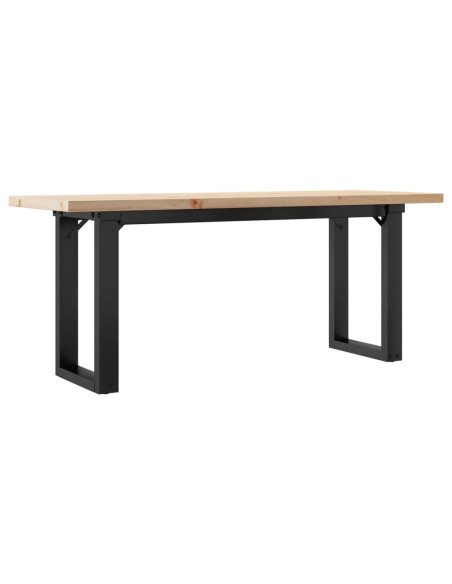 Tavolino Salotto Telaio a O 110x40x45,5cm Massello Pino e Ghisa
