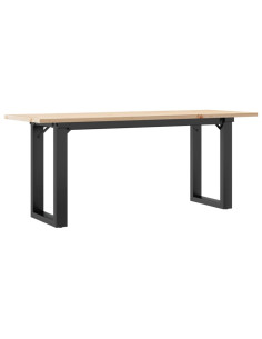 Tavolino Salotto Telaio a O 110x40x45cm Massello Pino e Ghisa