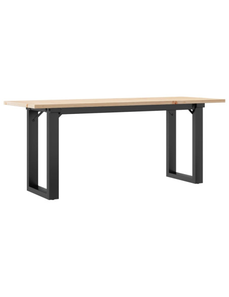 Tavolino Salotto Telaio a O 110x40x45cm Massello Pino e Ghisa