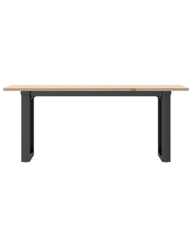 Tavolino Salotto Telaio a O 110x40x45cm Massello Pino e Ghisa