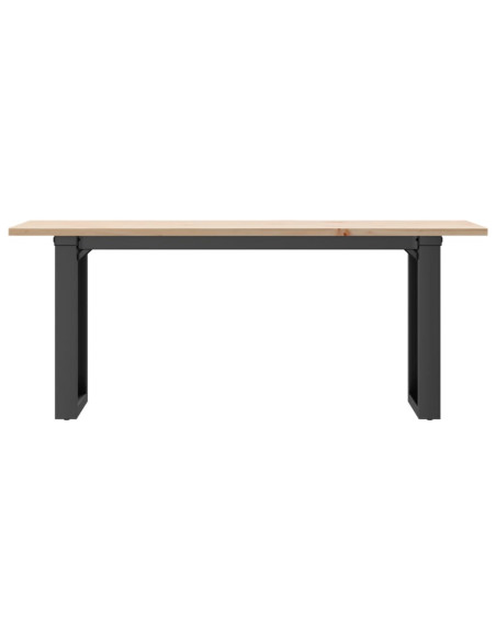 Tavolino Salotto Telaio a O 110x40x45cm Massello Pino e Ghisa