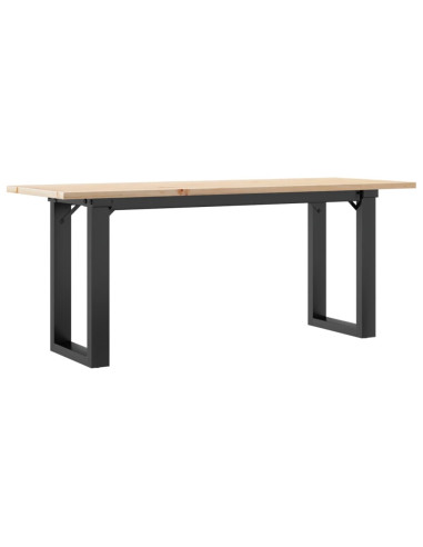 Tavolino Salotto Telaio a O 110x40x45cm Massello Pino e Ghisa