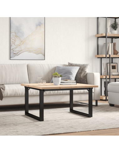 Tavolino Salotto Telaio a O 80x80x45,5cm Massello Pino e Ghisa