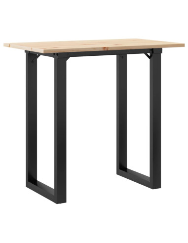 Tavolo da Pranzo Telaio a O 80x50x75,5 cm Massello Pino e Ghisa